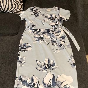 Blue scoop neck floral print sheath dress size 12